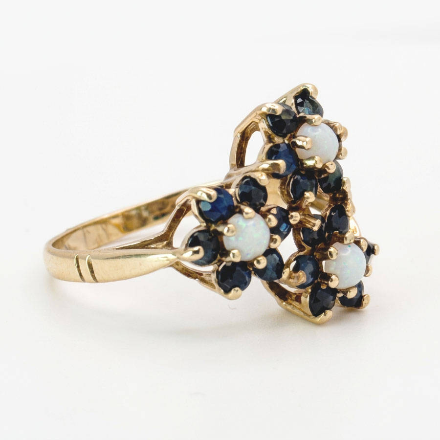 9ct Gold Opal and Sapphire Daisy Friendship Ring