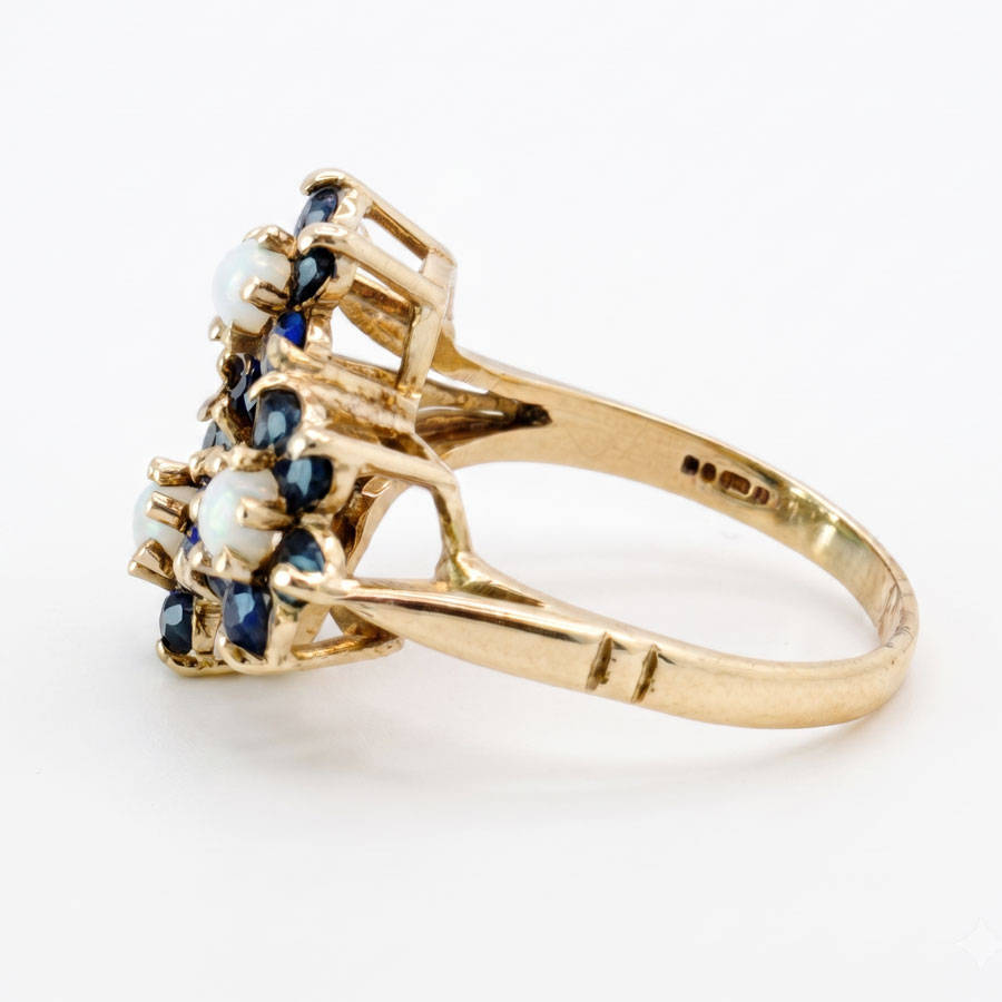 9ct Gold Opal and Sapphire Daisy Friendship Ring