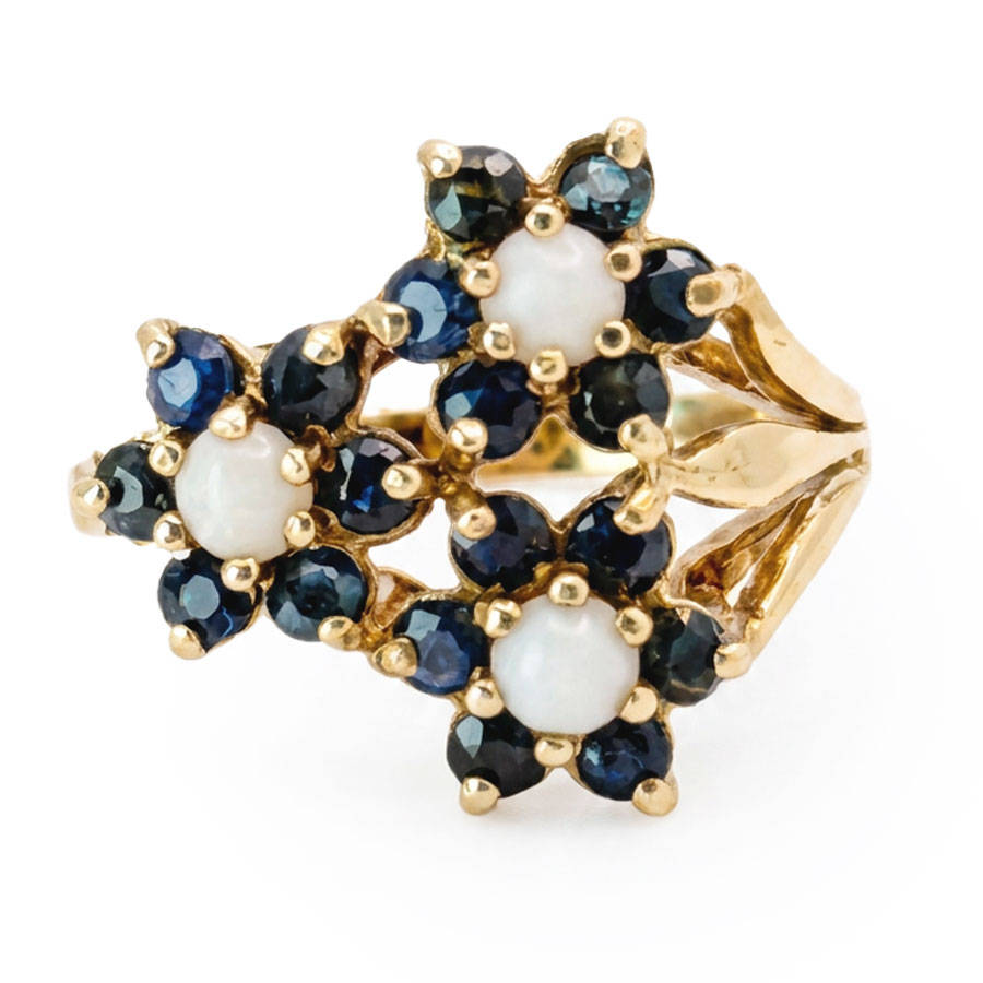 9ct Gold Opal and Sapphire Daisy Friendship Ring