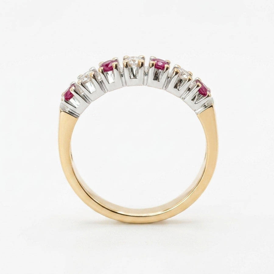9ct Gold Rubies And Diamonds Half Eternity Ring