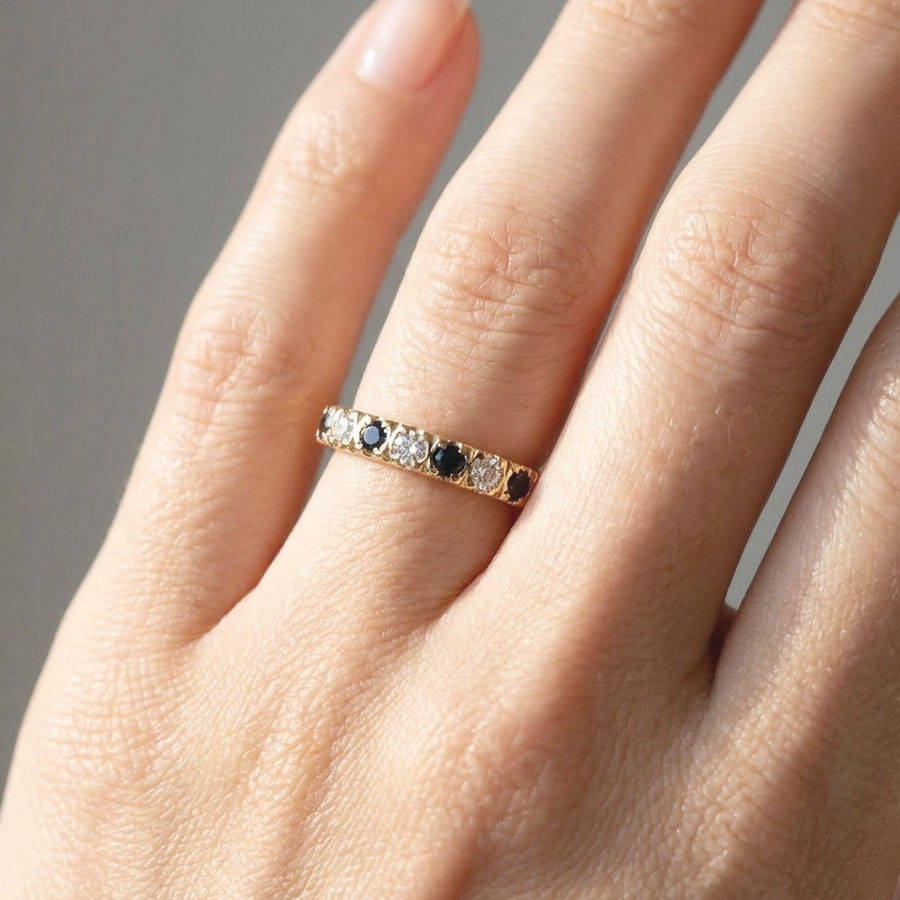 9ct Gold Sapphire & Diamond Half Eternity Ring