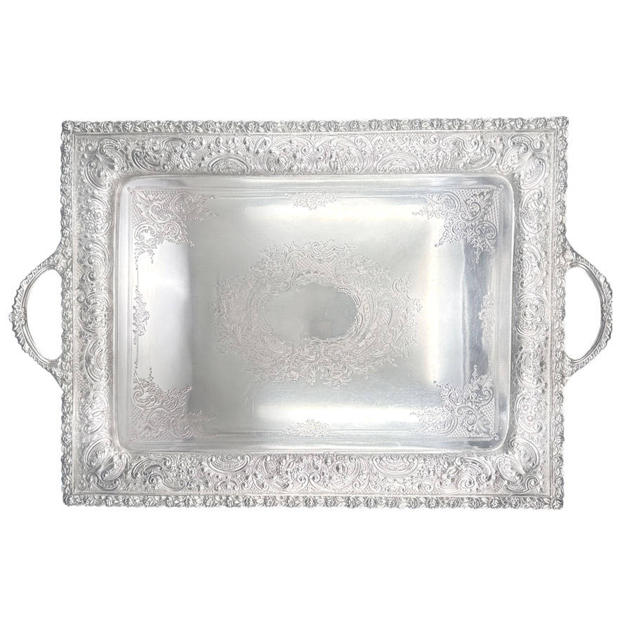 Victorian Hallmarked Silver Tea Tray Sheffield 1893 AH Thompson
