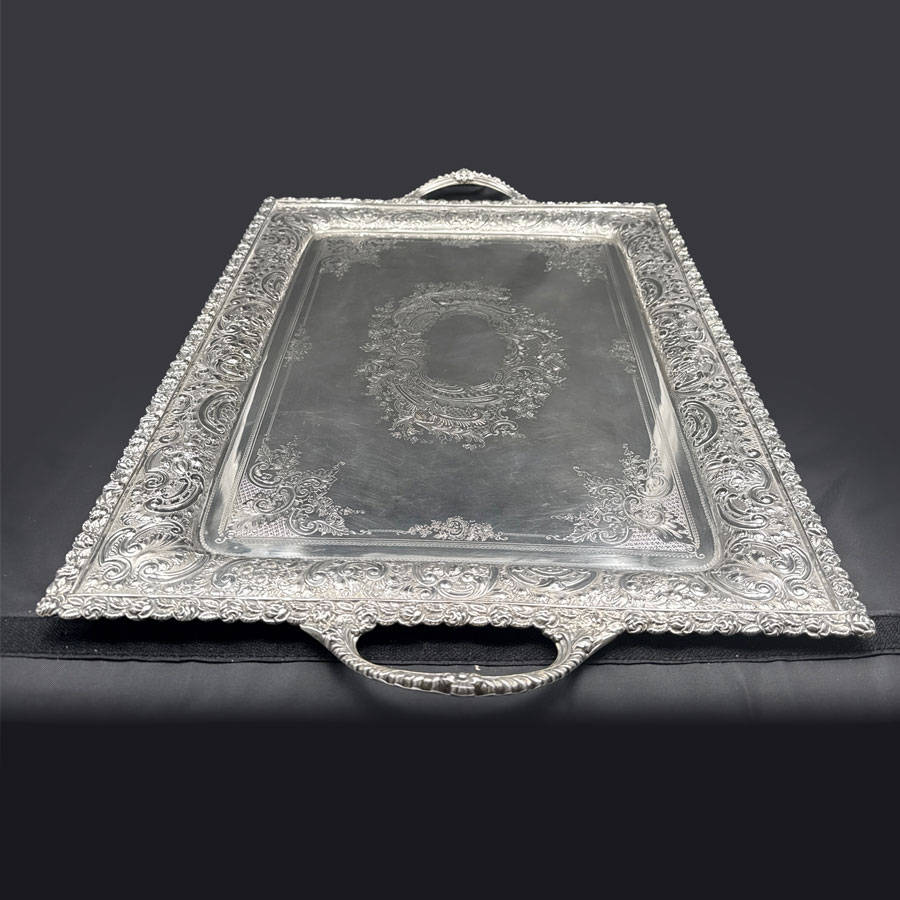 Victorian Hallmarked Silver Tea Tray Sheffield 1893 AH Thompson