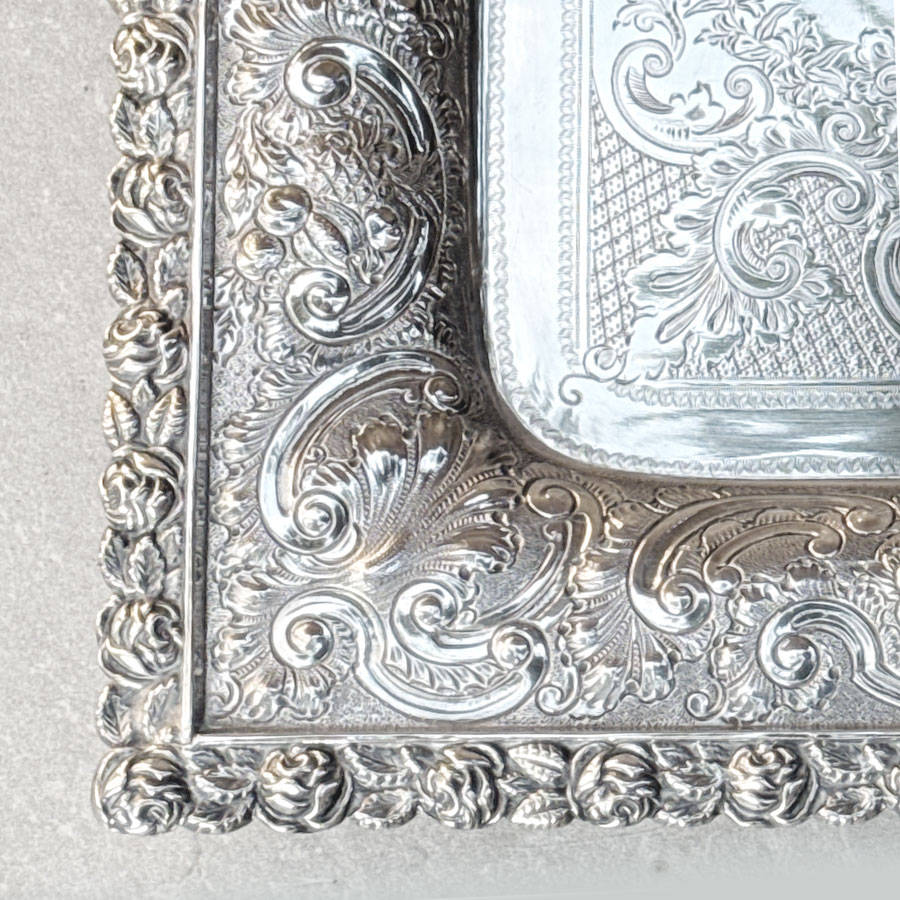 Victorian Hallmarked Silver Tea Tray Sheffield 1893 AH Thompson
