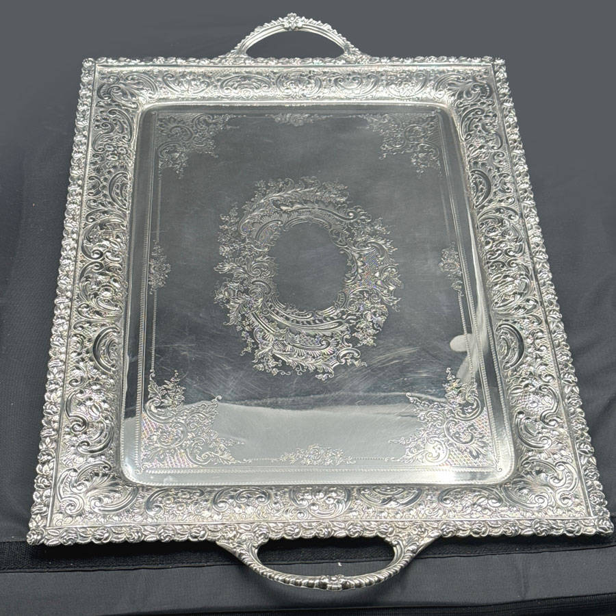 Victorian Hallmarked Silver Tea Tray Sheffield 1893 AH Thompson