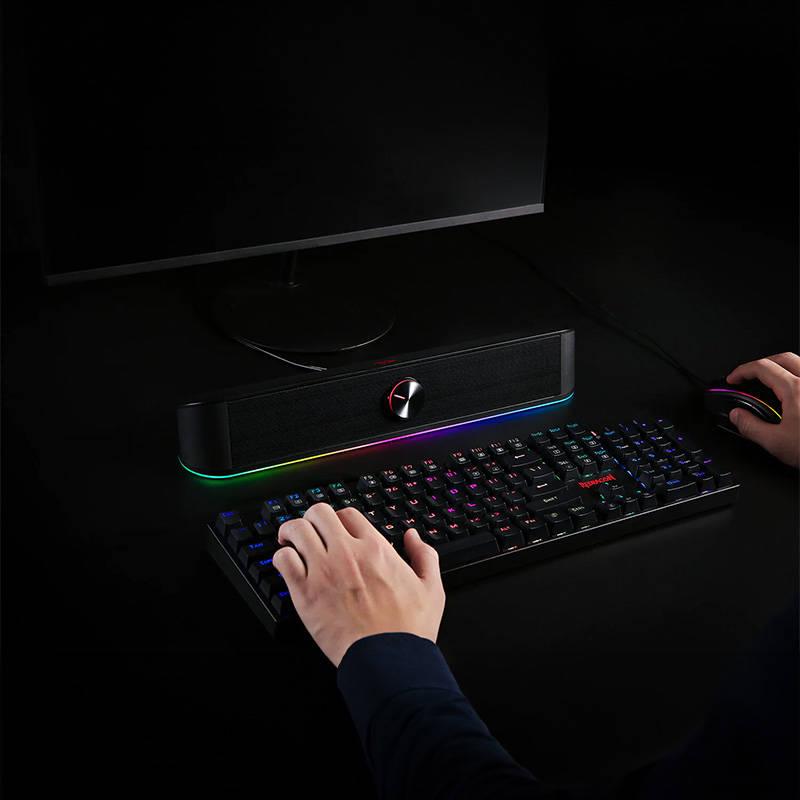 REDRAGON 2.0 Sound Bar ADIEMUS 2 x 3W RGB USB | Aux PC Gaming Speaker - Black