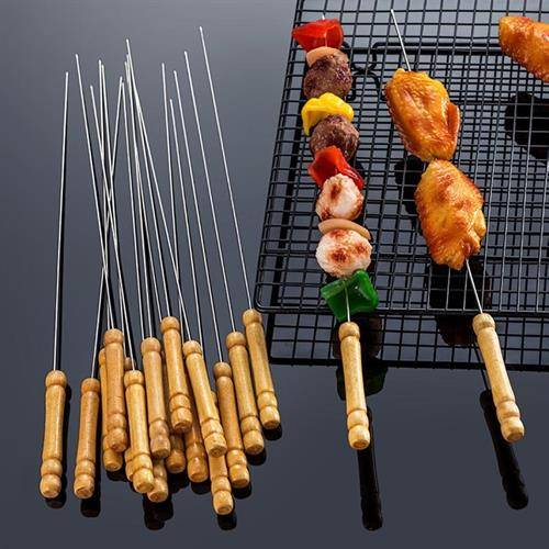 Casey 12-Piece Stainless Steel BBQ Kebab Skewers - 30cm Length