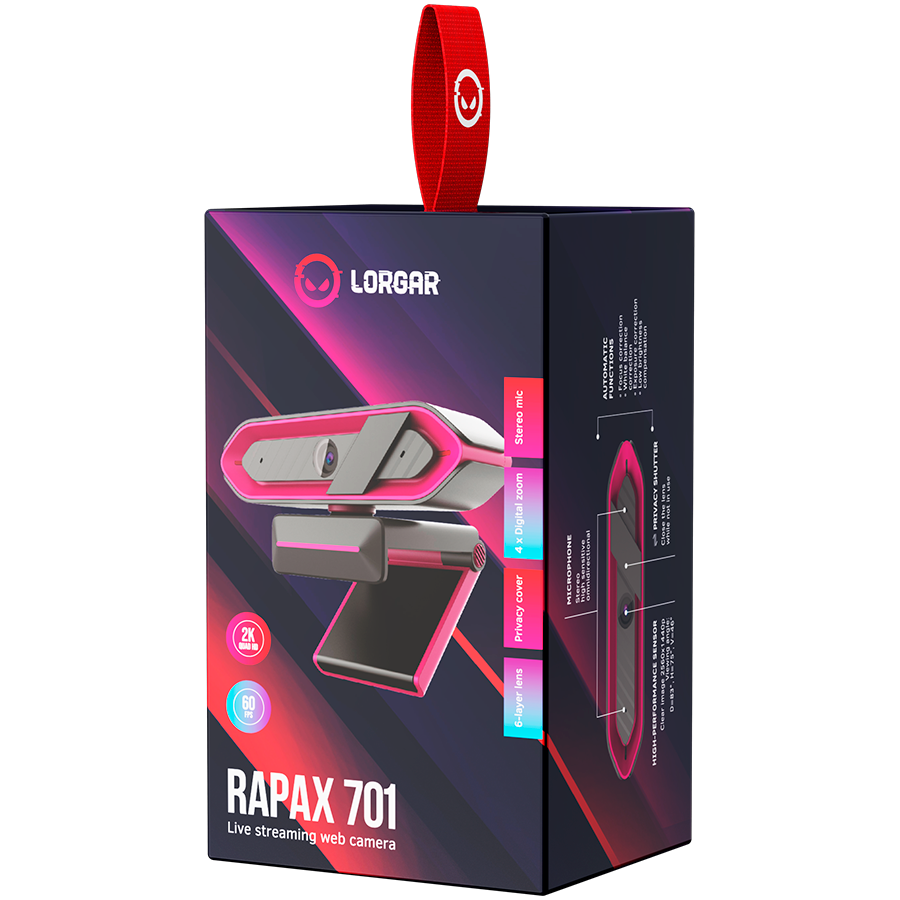 LORGAR Rapax 701, Streaming Camera,2K 1080P/60fps, 1/3'',4Mega CMOS Image Sensor, Auto Focus, Bui...