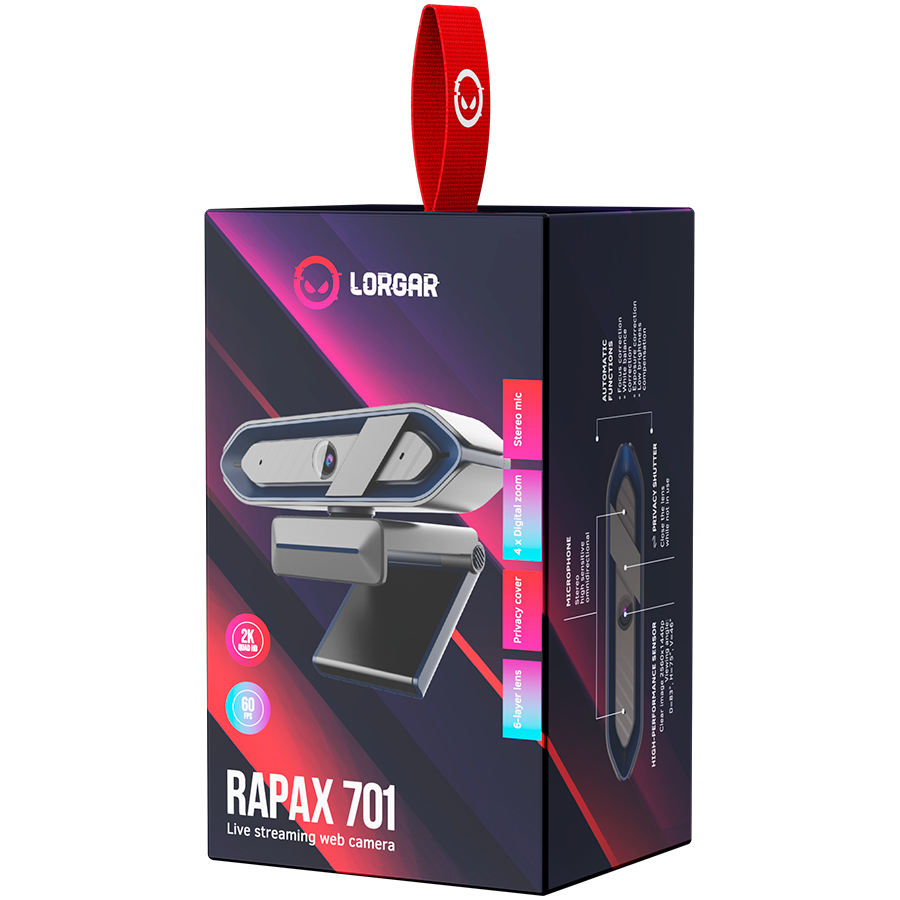 LORGAR Rapax 701, Streaming Camera,2K 1080P/60fps, 1/3'',4Mega CMOS Image Sensor, Auto Focus, Bui...