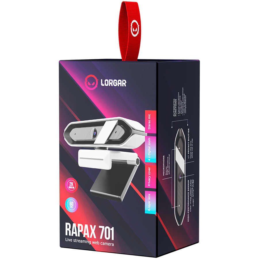 LORGAR Rapax 701, Streaming Camera,2K 1080P/60fps, 1/3'',4Mega CMOS Image Sensor, Auto Focus, Bui...