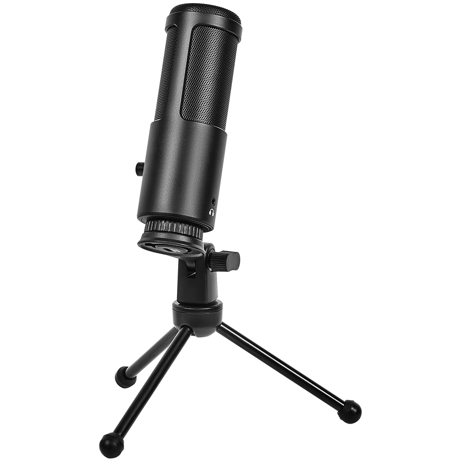 LORGAR Voicer 521, Gaming Microphone, Black, USB condenser mic with Volume Knob, 3.5MM headphonej...