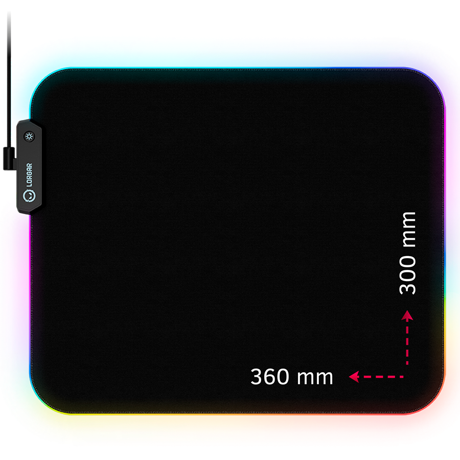 Lorgar Steller 913, Gaming mouse pad, High-speed surface, anti-slip rubber base, RGB backlight, U...