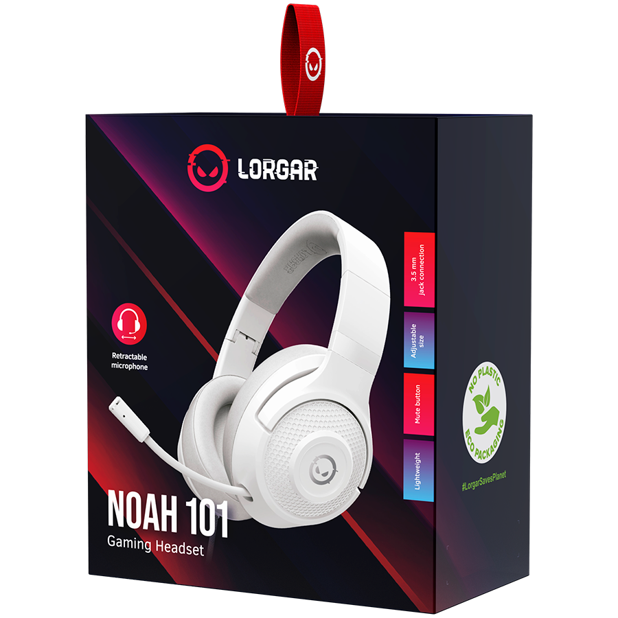 LORGAR Noah 101, Gaming headset with microphone, 3.5mm jack connection, cable length 2m, foldable...