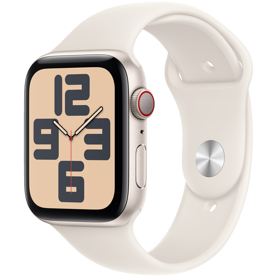 Apple Watch SE GPS + Cellular 44mm Starlight Aluminium Case with Starlight Sport Band - M/L,Model...