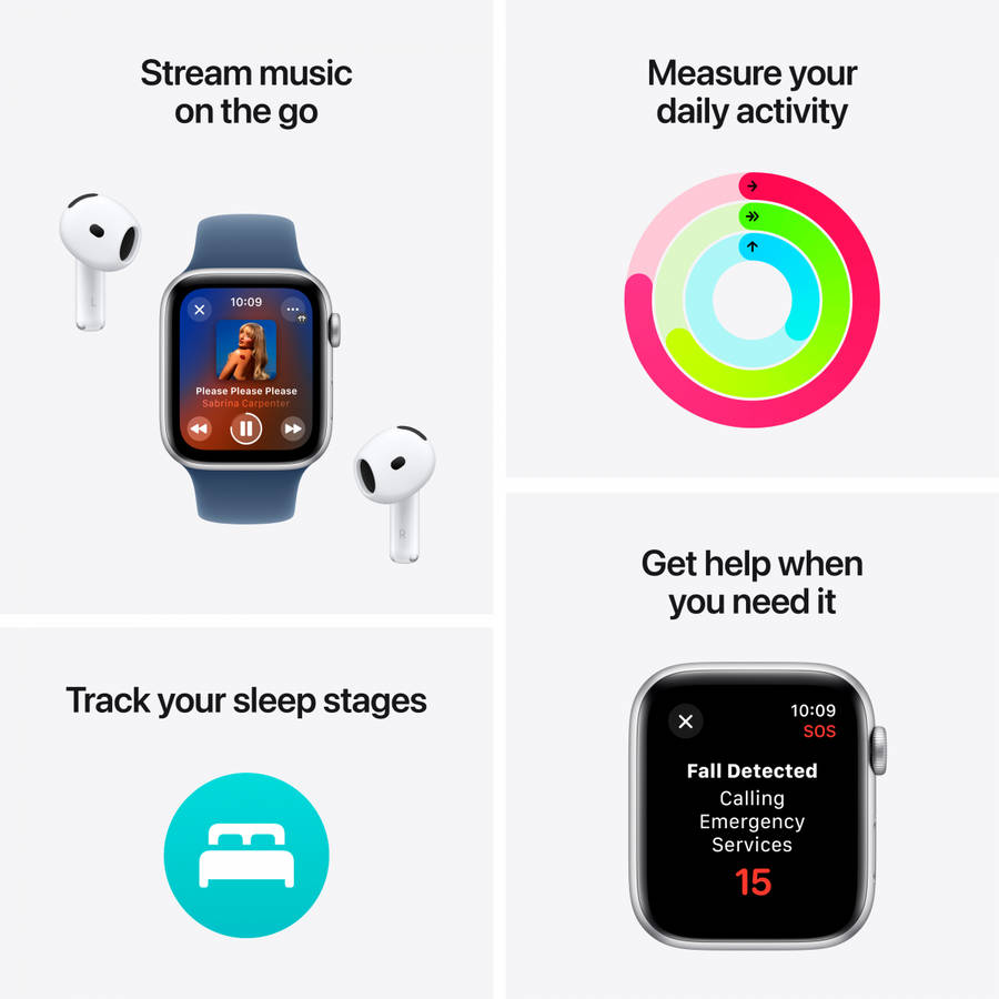 Apple Watch SE GPS + Cellular 44mm Starlight Aluminium Case with Starlight Sport Band - M/L,Model...