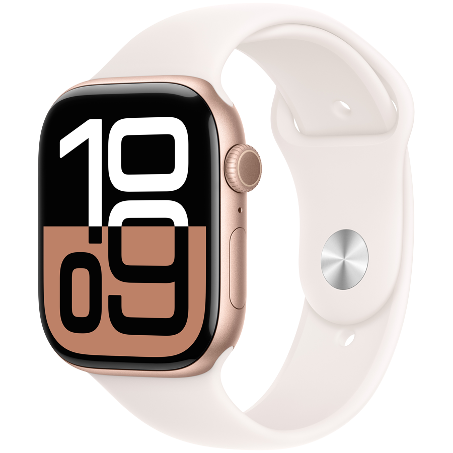 Apple Watch Series 10 GPS + Cellular 46mm Rose Gold Aluminium Case with Light Blush Sport Band - ...