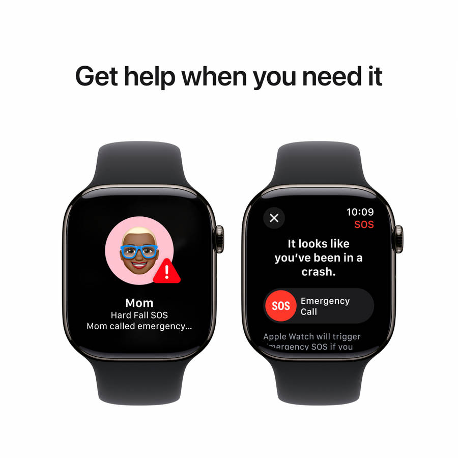 Apple Watch Series 10 GPS + Cellular 46mm Slate Titanium Case with Black Sport Band - M/L,Model A...