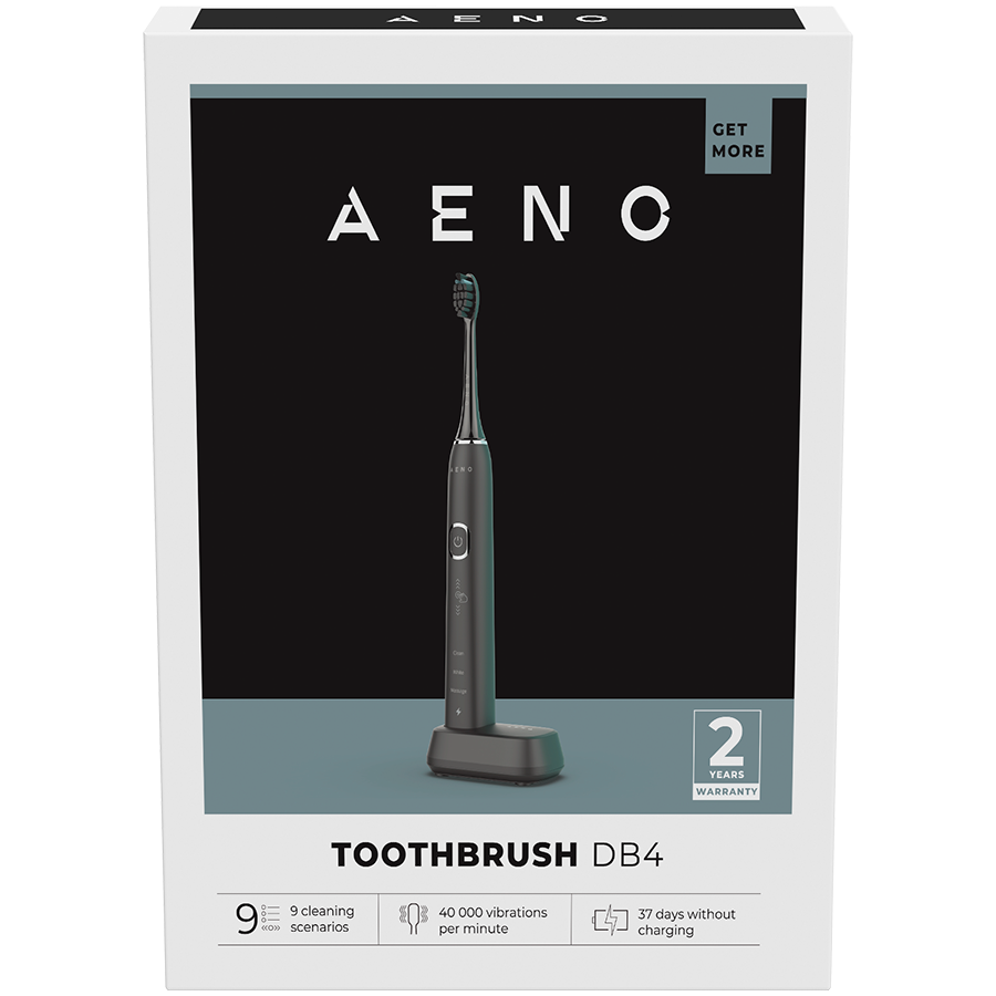 AENO Sonic Electric Toothbrush, DB4: Black, 9 scenarios, with 3D touch, wireless charging, 46000r...