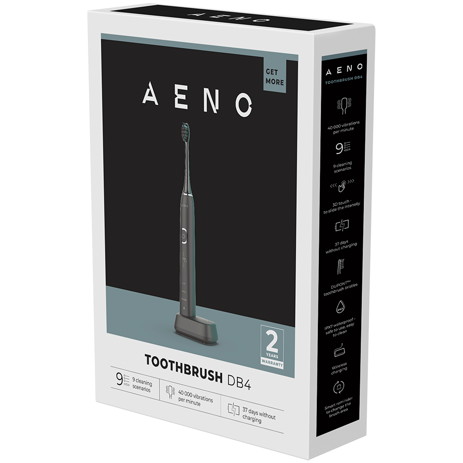 AENO Sonic Electric Toothbrush, DB4: Black, 9 scenarios, with 3D touch, wireless charging, 46000r...