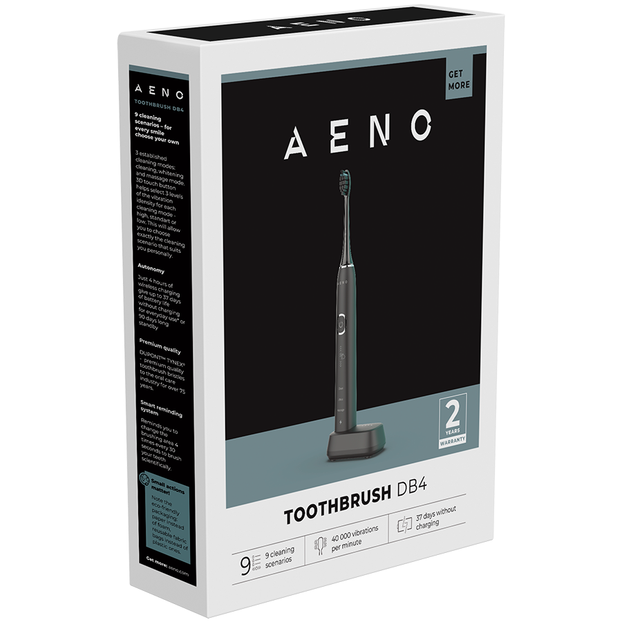 AENO Sonic Electric Toothbrush, DB4: Black, 9 scenarios, with 3D touch, wireless charging, 46000r...