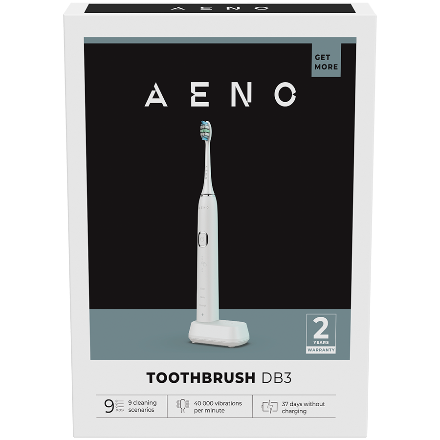 AENO Sonic Electric Toothbrush, DB3: White, 9 scenarios, with 3D touch, wireless charging, 46000r...