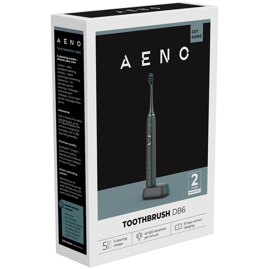 AENO Sonic Electric Toothbrush DB6: Black, 5 modes, wireless charging, 46000rpm, 40 days without ...