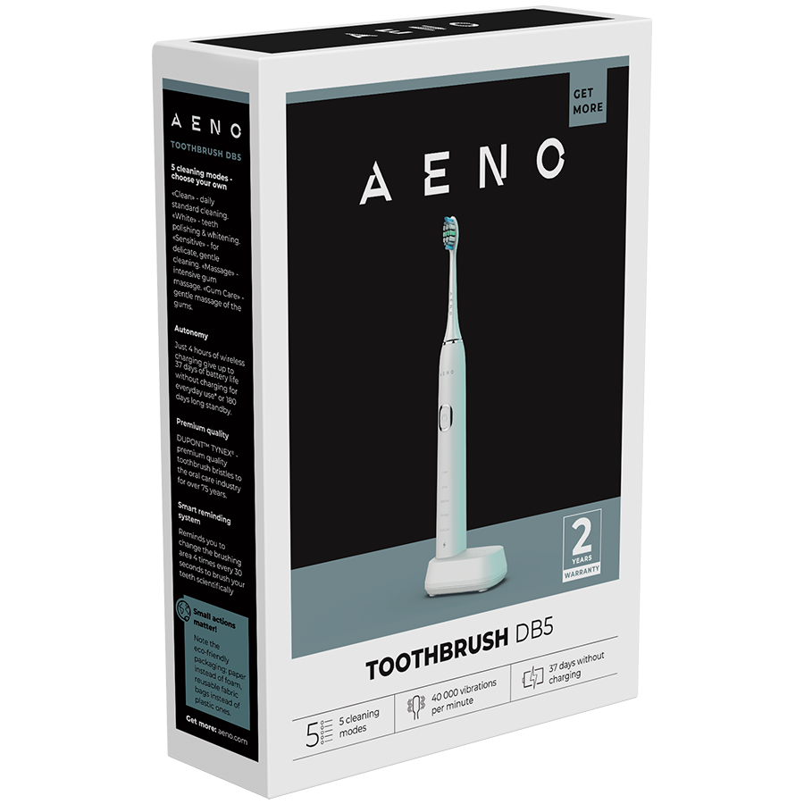 AENO Sonic Electric Toothbrush DB5: White, 5 modes, wireless charging, 46000rpm, 40 days without ...