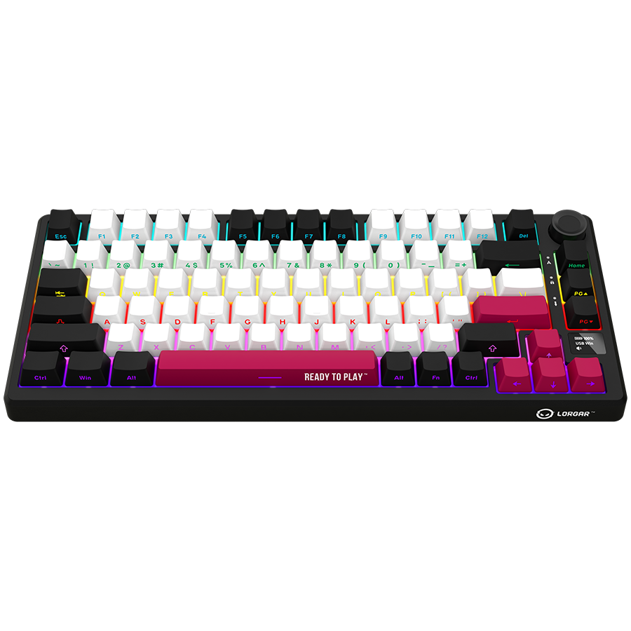 LORGAR KBP7075W, Wireless 75% Mechanical Gaming Keyboard Pro, Black/red, EN layout