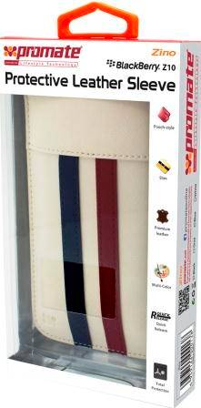 Promate White Zino BlackBerry Z10 Protective Leather Sleeve