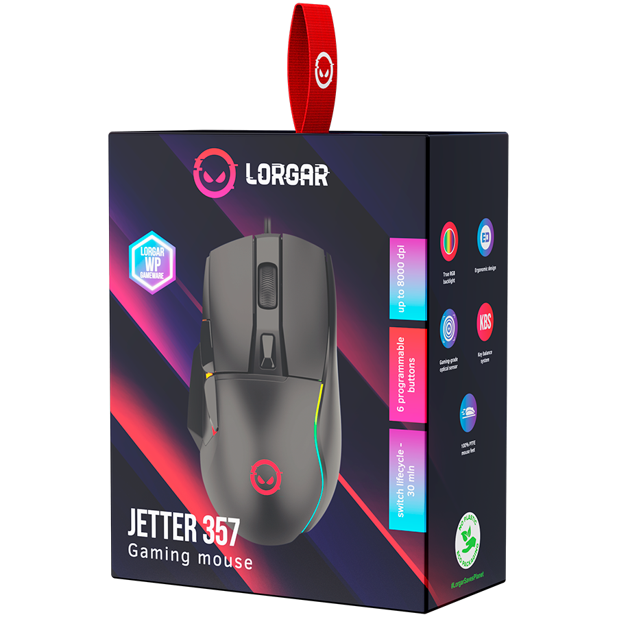 LORGAR Jetter 357, gaming mouse, Optical Gaming Mouse with 6 programmable buttons, Pixart ATG4090...