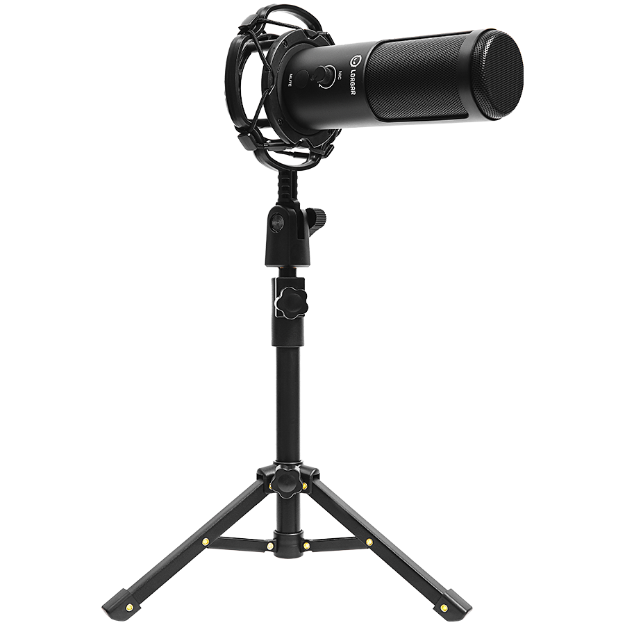LORGAR Voicer 721, Gaming Microphone, Black, USB condenser microphone with tripod stand, pop filt...