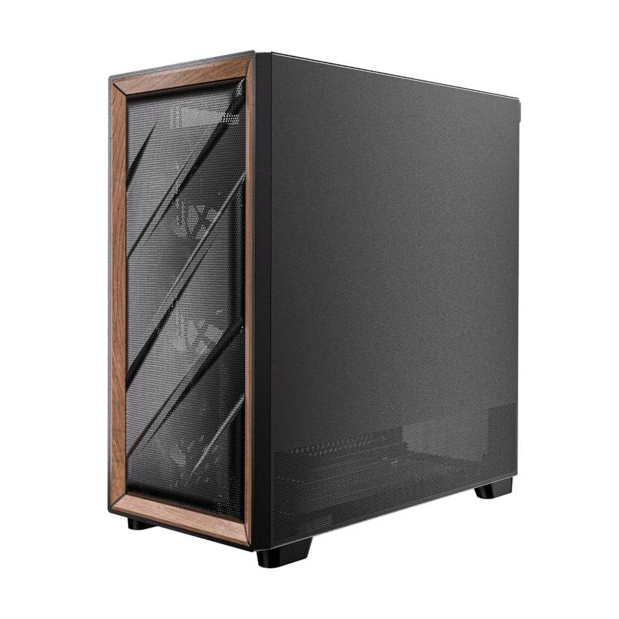 Antec FLUX ATX WOOD Mid Tower Gaming Chassis - Black