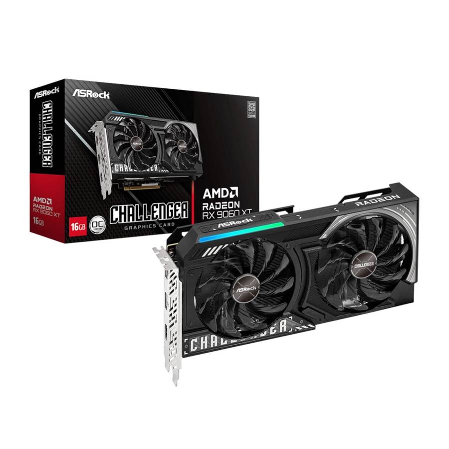 ASRock Radeon RX 9060 XT Challenger 16GB OC Graphics Card (RDNA 4, PCIe 5.0)