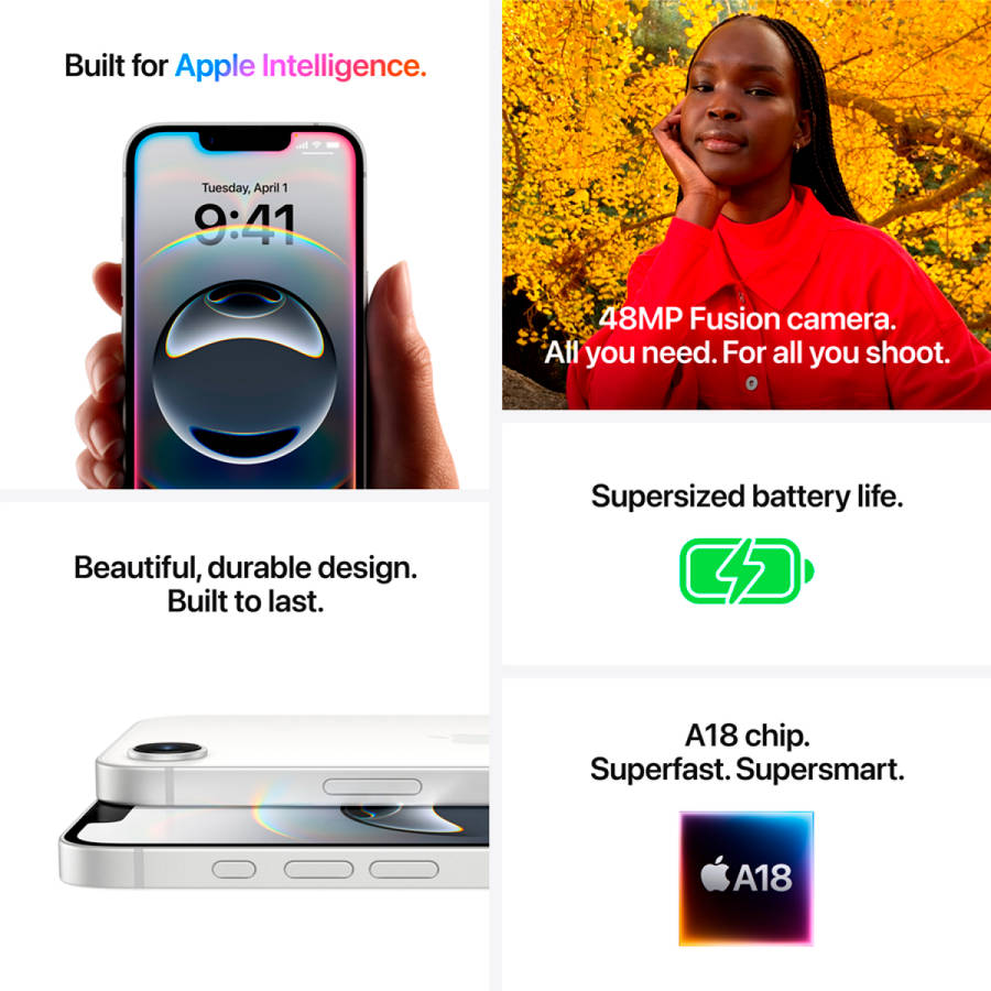 iPhone 16e 128GB White,Model A3409
