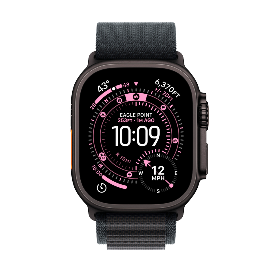 Apple Watch Ultra 3 GPS + Cellular 49mm Black Titanium Case with Black Alpine Loop - Medium,Model...