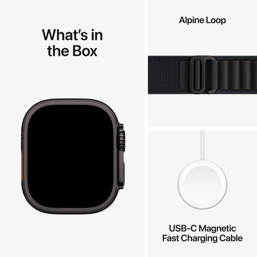 Apple Watch Ultra 3 GPS + Cellular 49mm Black Titanium Case with Black Alpine Loop - Medium,Model...