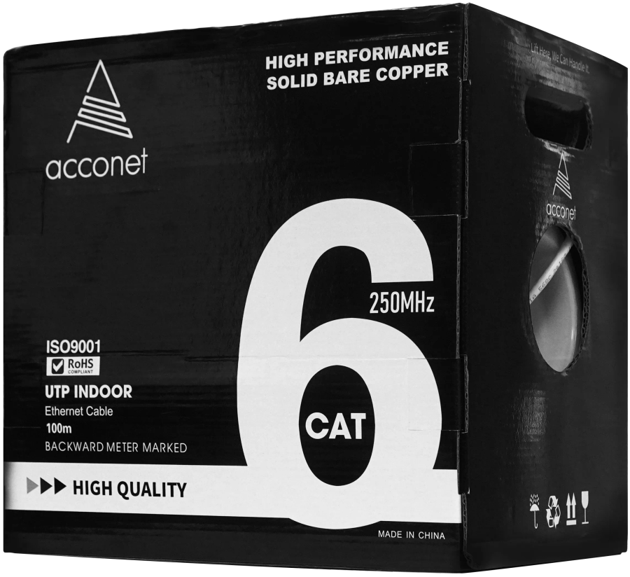 Acconet CAT6 Indoor Ethernet Cable 100m White Solid Copper UTP Pull Box | CAT6-100-SC