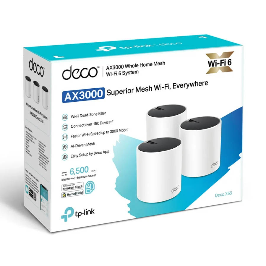 TP-Link AX3000 Whole Home Mesh WiFi 6 System | TP-DECOX55-3P