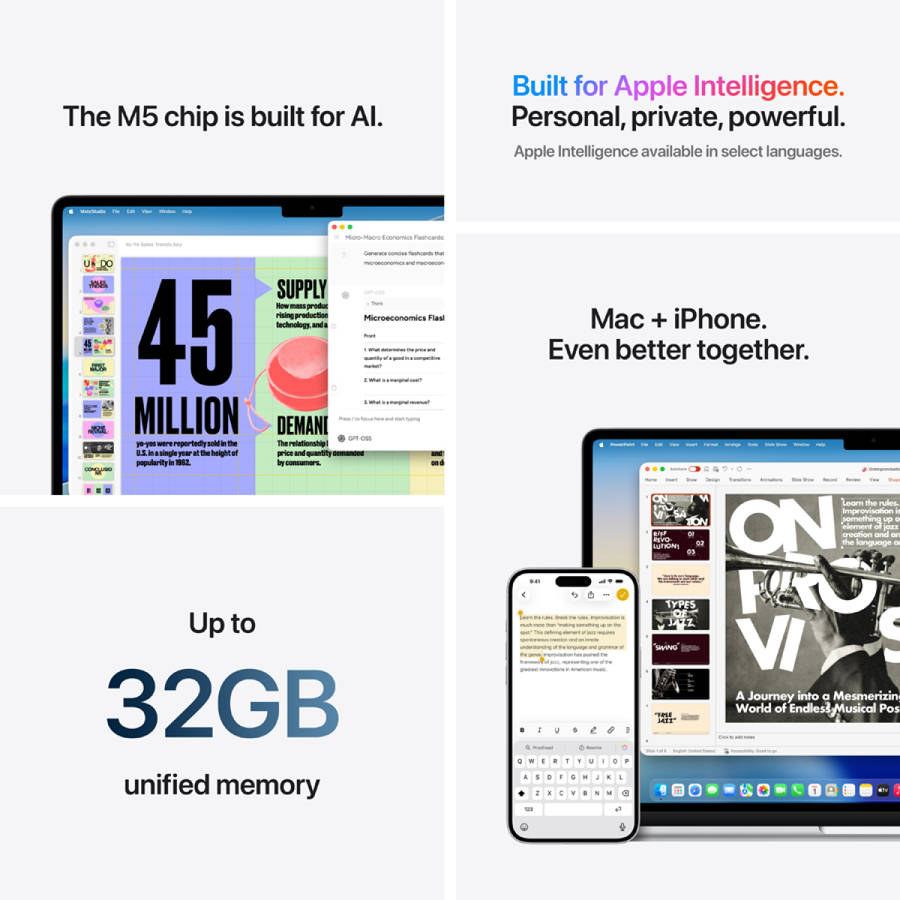 15-inch MacBook Air: Apple M5 chip with 10-core CPU and 10-core GPU, 16GB, 512GB SSD - Midnight,M...