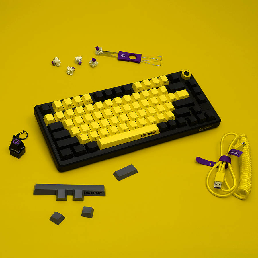 LORGAR KBP7075W, Wireless 75% Mechanical Gaming Keyboard Pro, Black/yellow, EN layout