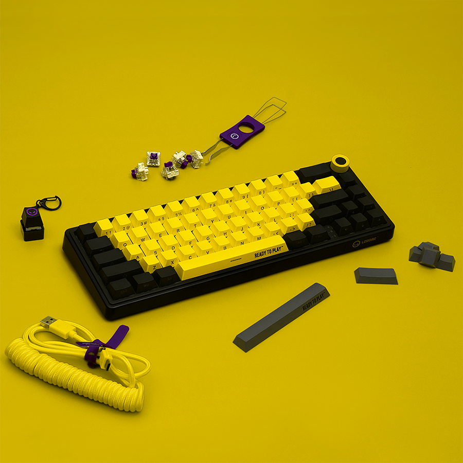LORGAR KBP70MW, Wireless 65% Mechanical Gaming Keyboard Pro, Black/yellow, EN layout