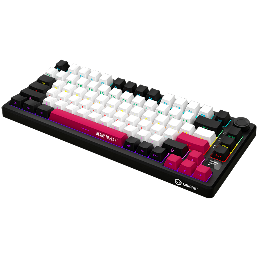 LORGAR KBP7075W, Wireless 75% Mechanical Gaming Keyboard Pro, Black/red, EN layout
