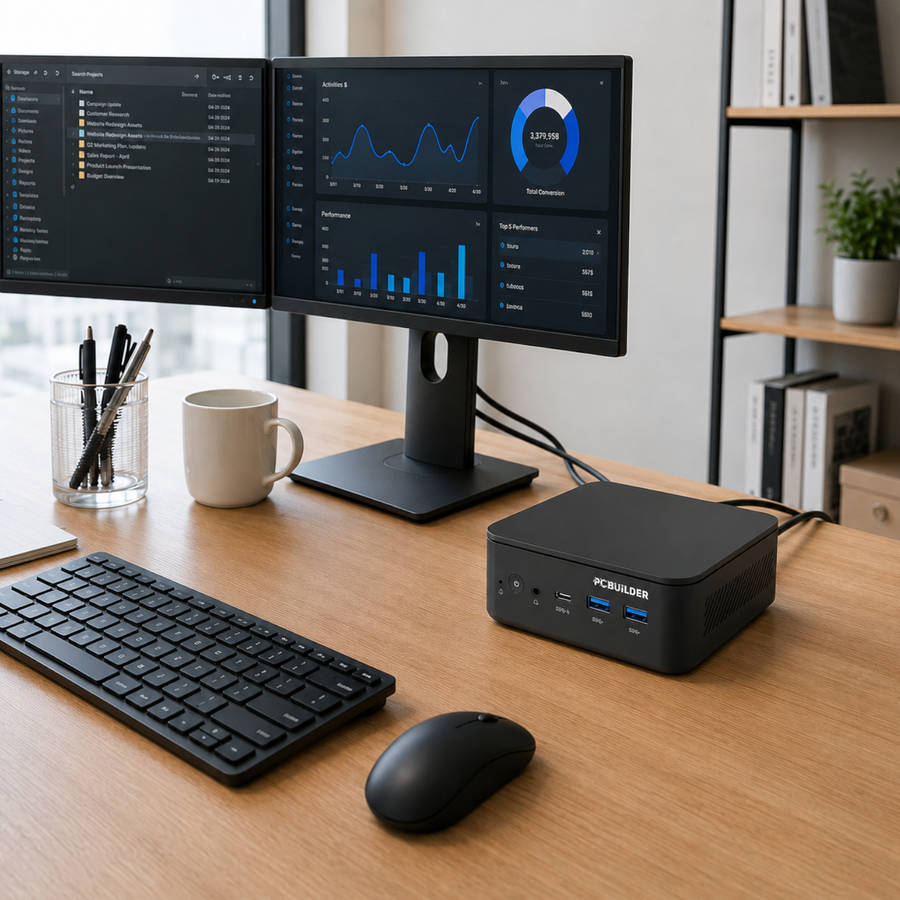 PCBuilder CUBE Intel Core 3-100U 16GB DDR5 512GB Windows 11 Pro Mini PC