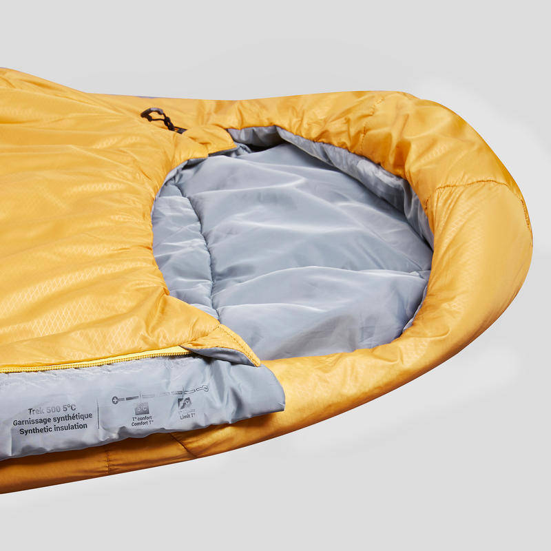 Decathlon TREKKING MUMMY PAIRABLE SLEEPING BAG - TREK 500 5°C - WADDING - YELLOW