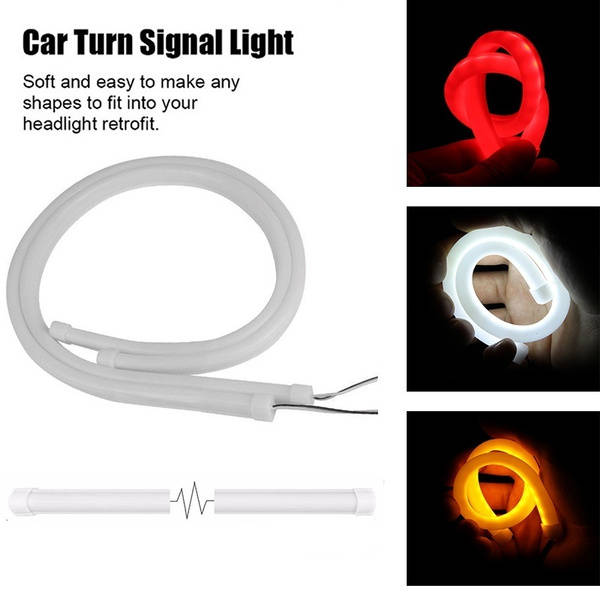 2 Pcs 60cm/45cm/30cm  Car LED Tube Strip Daytime Running Lights Turn Signal Angel Eyes