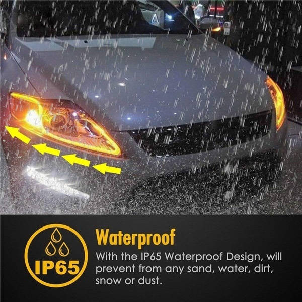 2 Pcs 60cm/45cm/30cm  Car LED Tube Strip Daytime Running Lights Turn Signal Angel Eyes