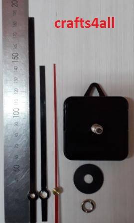 Clock Parts - Standard Hands ( Black ) 180 x 140 mm - Shaft 10 mm (Complete with Mechanism and Se...
