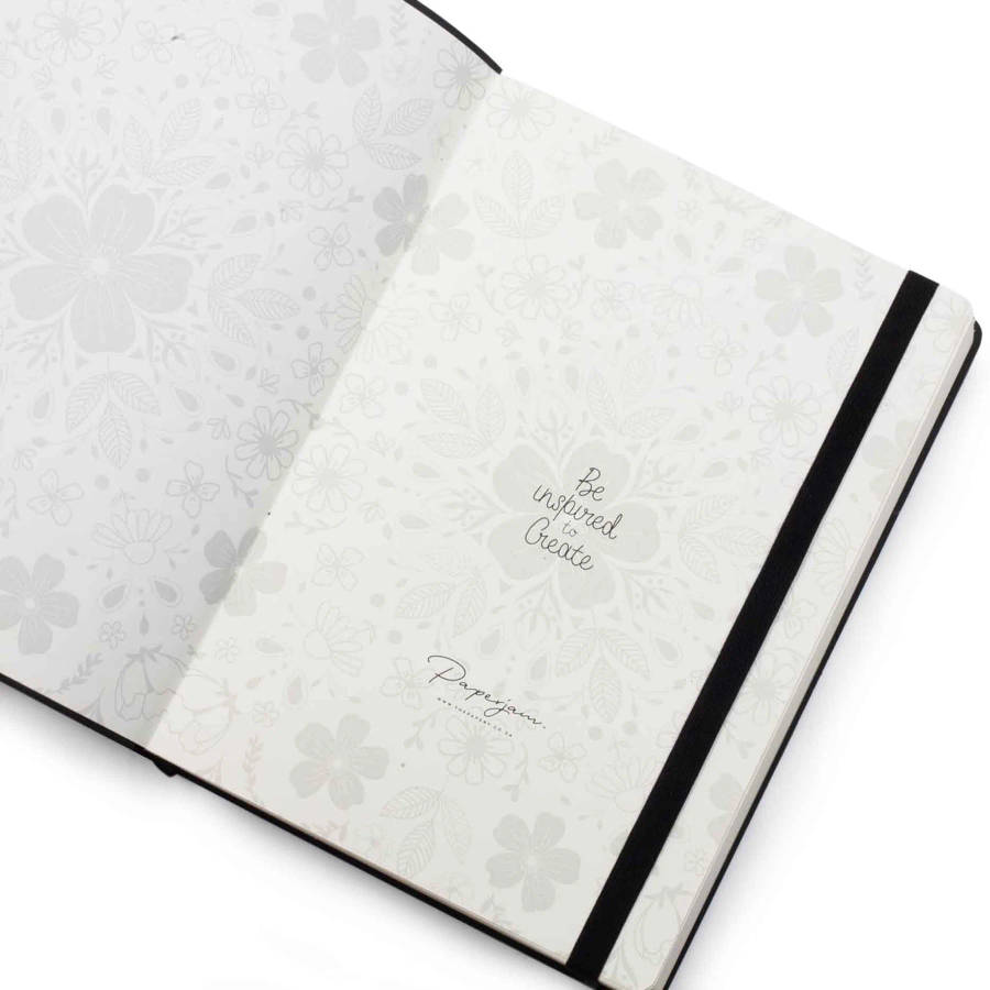 FLEXI PREMIUM DOTTED A5 JOURNALS - BLACK WITH NO DEBOSS