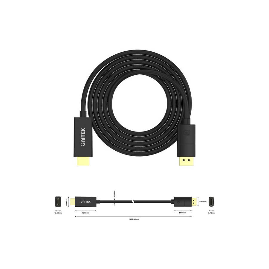 UNITEK 1.8M DP TO HDMI 2.0 4K CABLE (V1608A)