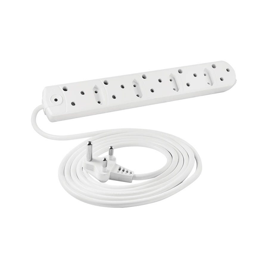 5 PORT MULTI PLUG WITH, X5 15A,X4 6AMP, 5M CORD